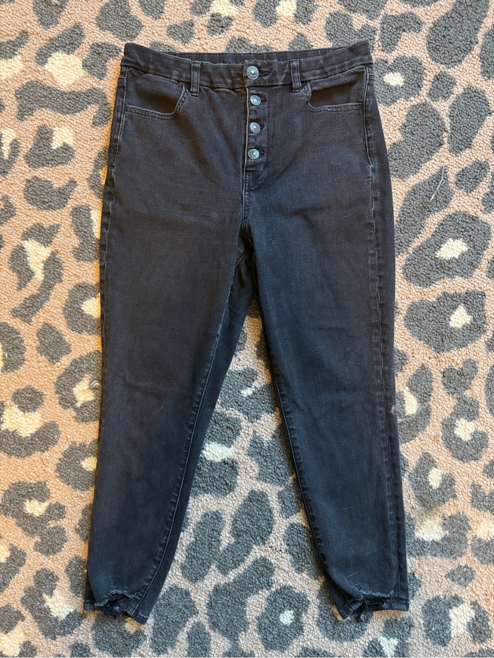 American Eagle Outfitters Black Skinny Button-Fly Jeans